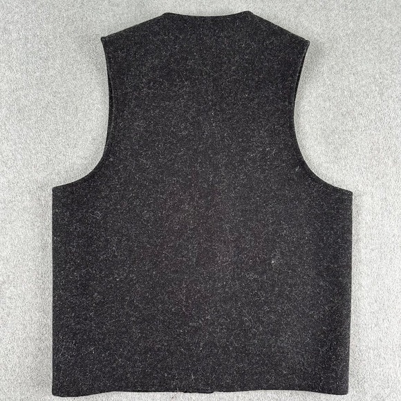 Filson Mens Mackinaw Wool Vest Charcoal Gray 100% Virgin Wool Made in USA V-Neck - Picture 2 of 9